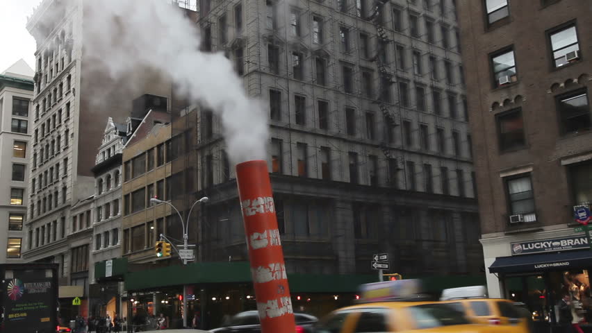 Smoke Comes Out Of A Chimney From The Nyc Subway, New York Stock ...