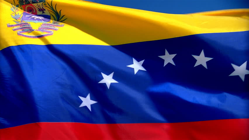 Flag Of Venezuela Waving In The Wind - Highly Detailed Fabric Texture ...