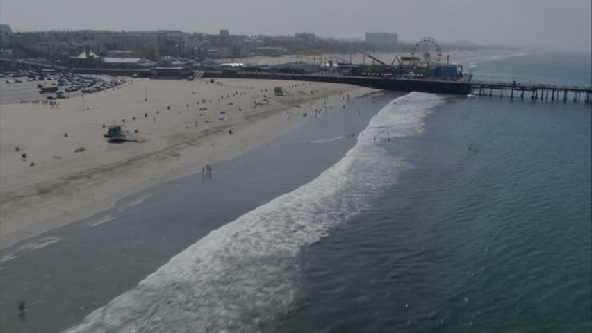 Aerial View Of The Santa Monica Pier From The North Stock Footage Video ...