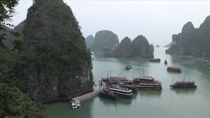 View Of A Harbor In Ha Long Bay Vietnam Stock Footage Video 2423414 ...