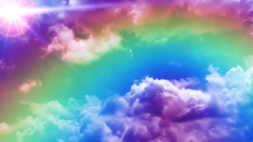 Rainbow On Time Lapse Clouds With Sun In The Corner Stock Footage Video ...