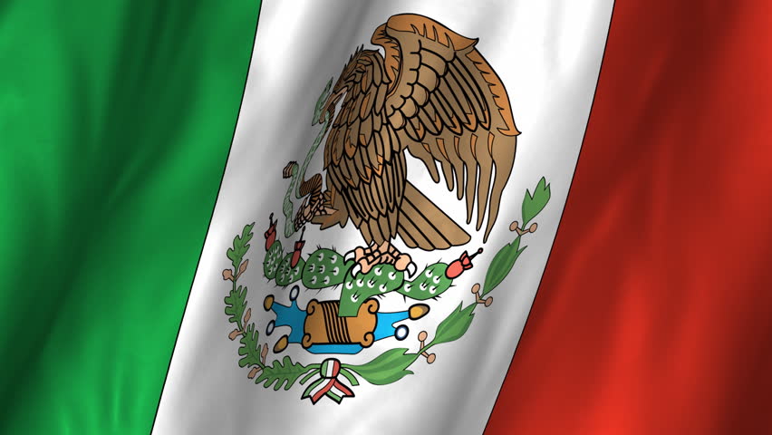 Seamless Looping High Definition Video Closeup Of The Mexican Flag With ...