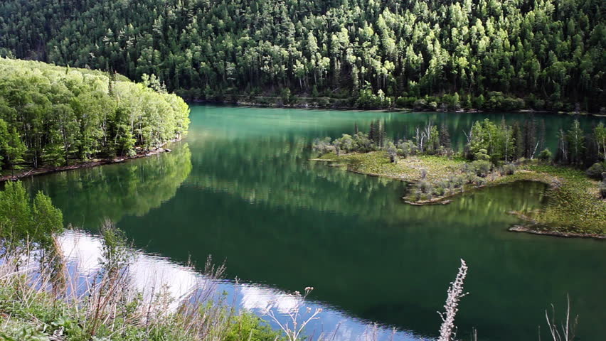 Mountain And Lake, Kanasi, Xingjiang, China. Stock Footage Video ...