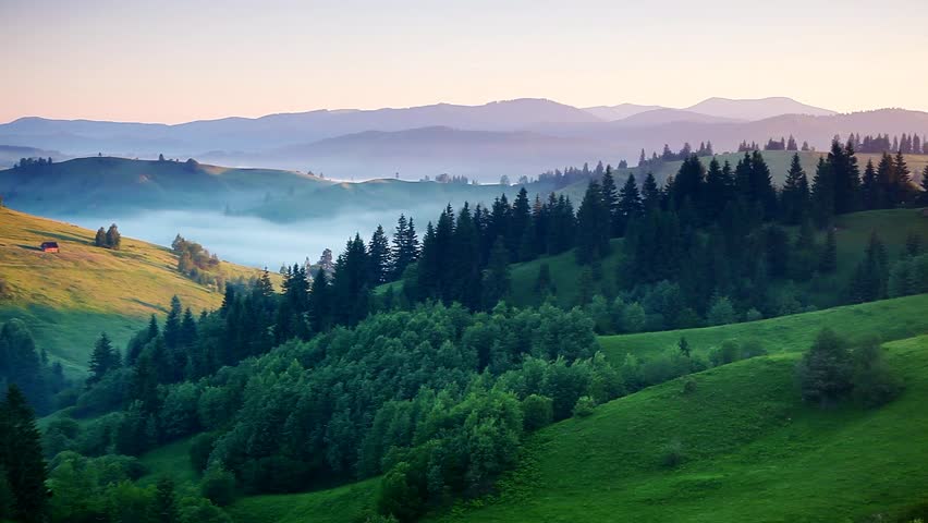 Majestic sunset in the mountains landscape. Carpathian, Ukraine. HD ...