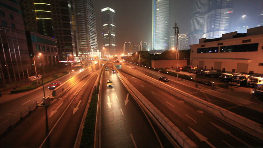 Night Crossroads At Shanghai China. Stock Footage Video 3377510 ...