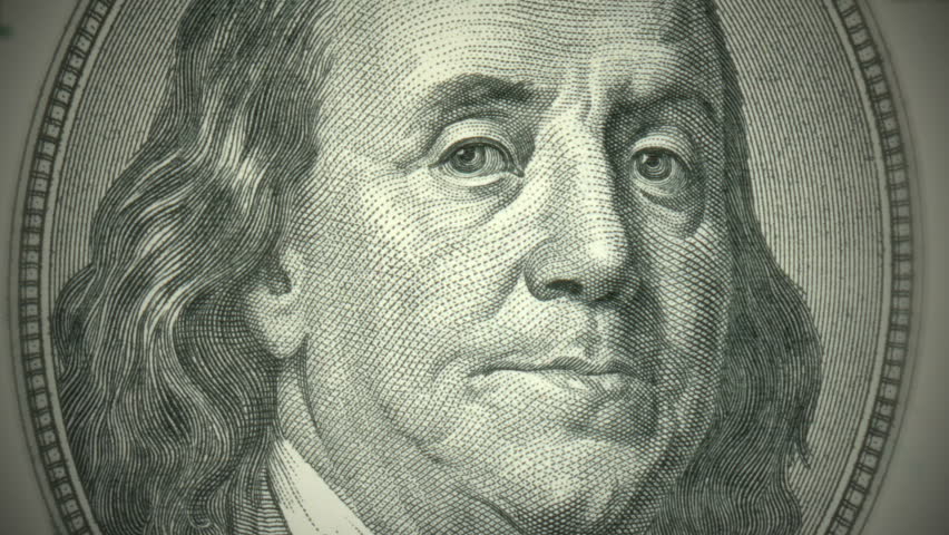 American Currency - Benjamin Franklin On The $100 Bill Stock Footage ...