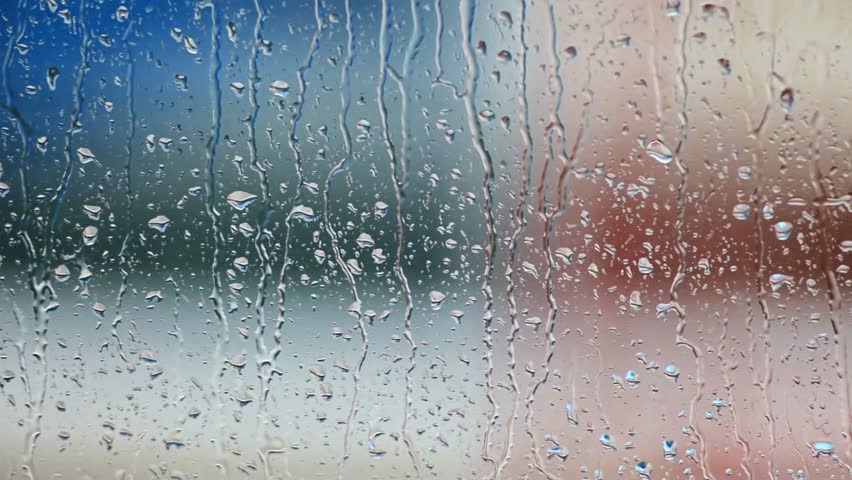 Beautiful Rain Drops Running Down A Window Pane. HD 1080. Stock Footage ...