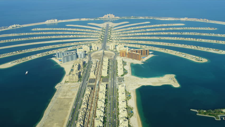 Aerial View Of Palm Jumeirah An Artificial Archipelago Created From ...