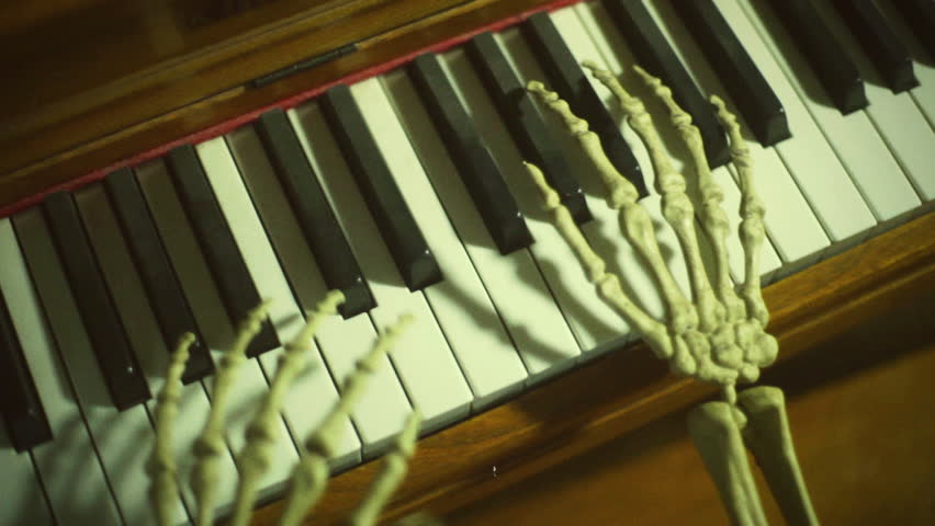 Creepy Skeleton Horror Concept. Playing Piano. Stock Footage Video ...