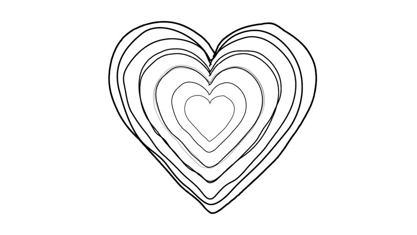 Black Heart Shape Echoed Line Art Sequence On White Stock Footage Video ...