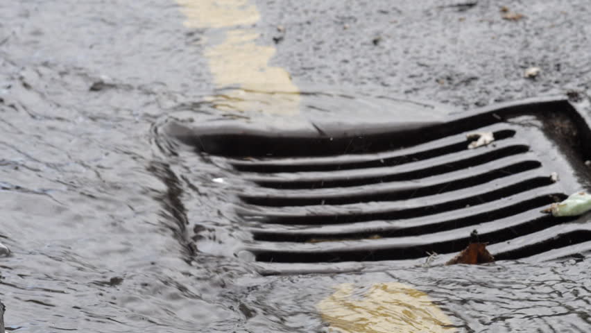 Water Pouring Into Drain During Storm Stock Footage Video 4358621 ...