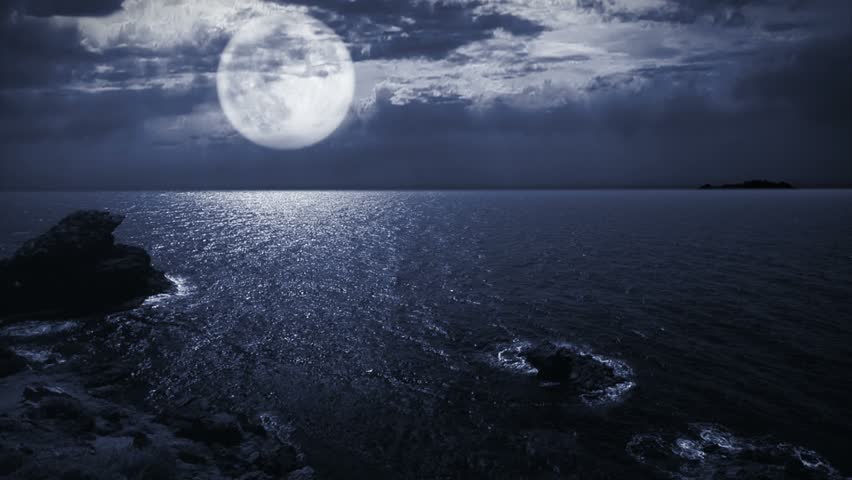 Full Moon Night Seascape/landscape. Stock Footage Video 4406792 ...