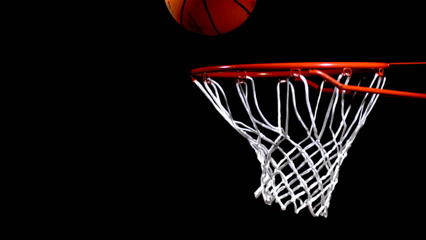 Close Up Of A Basketball Going Through The Net For A Field Goal. Stock ...