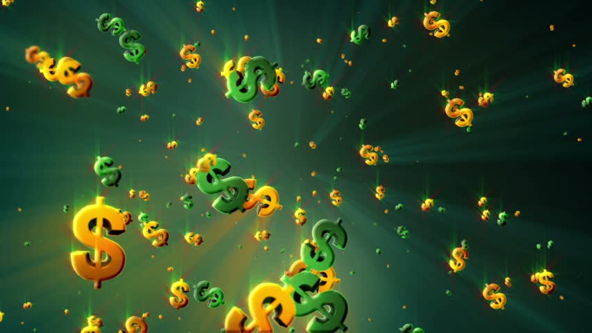 Gold Green Dollar Sign Cascading Abstract Background Stock Footage ...