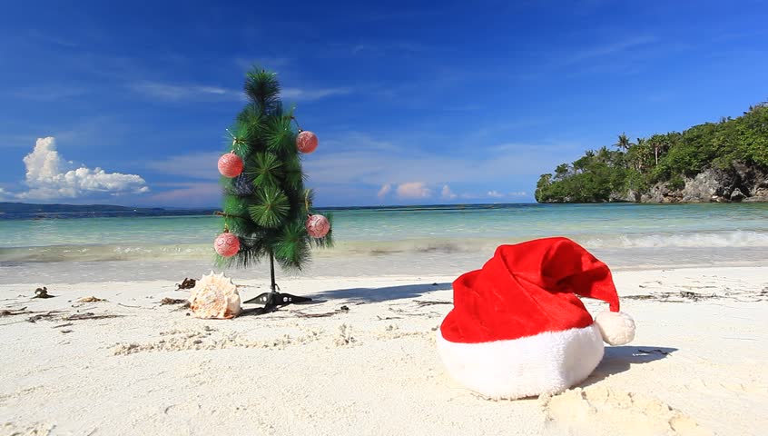 Christmas Tree On Caribbean Beach Stock Footage Video 5161403 ...