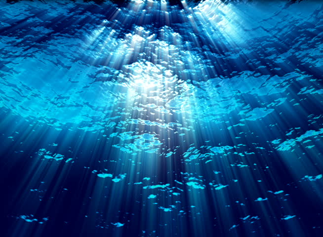 Underwater Ocean Waves Ripple And Flow With Light Rays (Loop). Stock ...