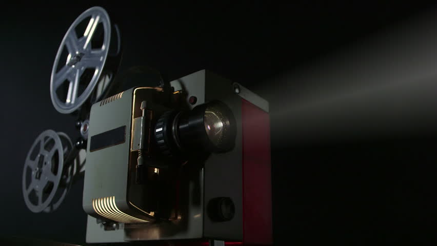 Strip Of 16 Mm Black And White Film In Movie Projector Stock Footage ...