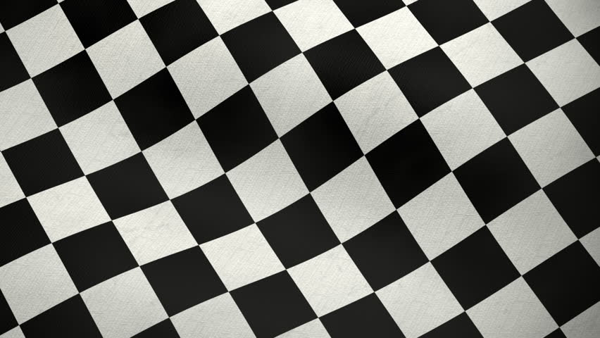 Highly Detailed Checkered Racing Flag With Fabric Texture Waving In The ...