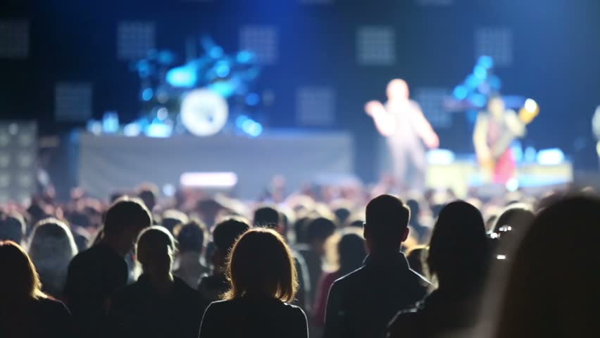 Back View Blurred Audience At Rock Concert In Stadium Stock Footage ...