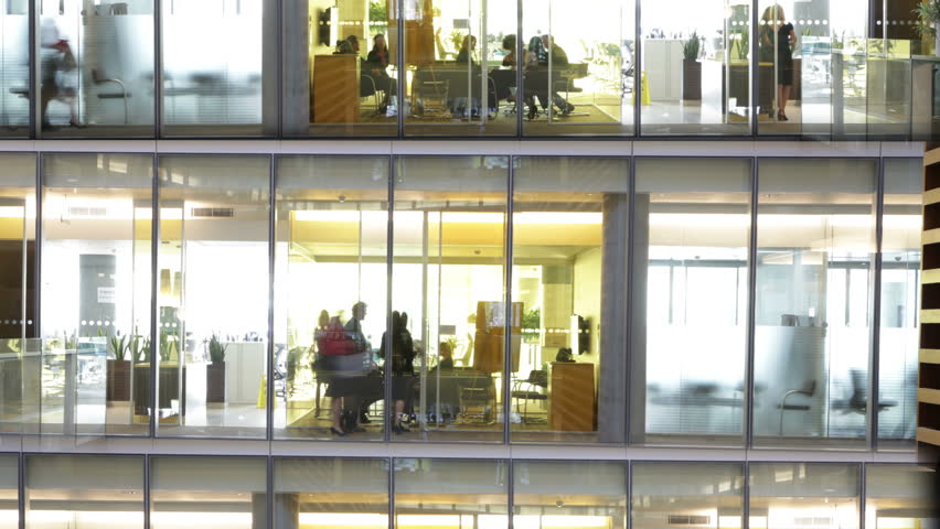 Time Lapse Of Busy City Office Workers Together In Large Modern Office ...