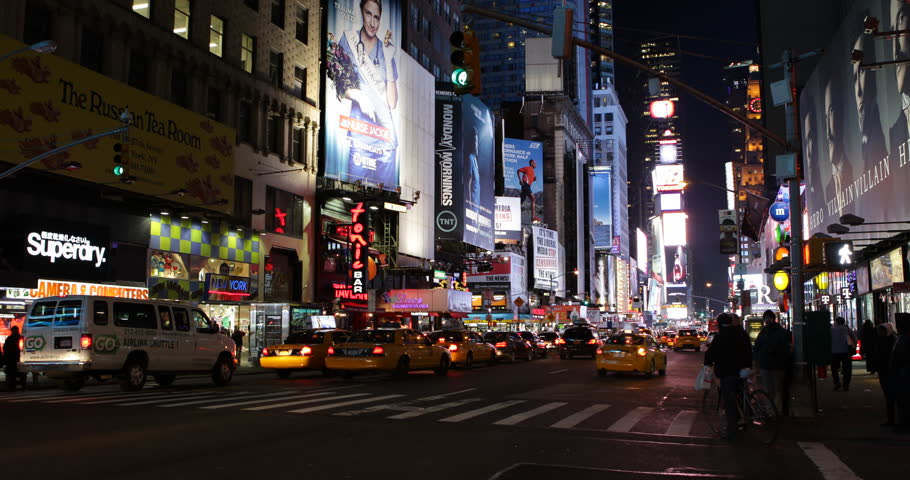 NEW YORK CITY, USA - APRIL 20, 2013 Times Square Illuminated Night ...