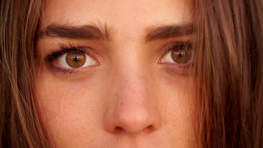 Women Facing Camera Face Close Up Isolated Against Green