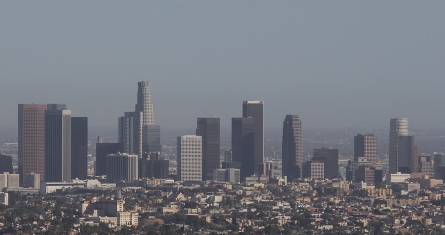 Aerial View Los Angeles Downtown Skyline Commercial Area High Rise ...