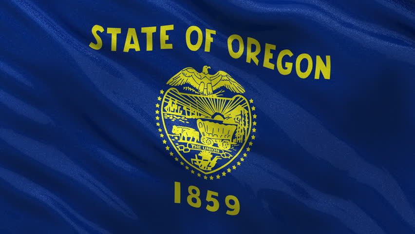 Seamless Loop Of The Oregon State Flag With Highly Detailed Fabric ...