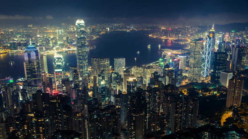 Timelapse Video Of Hong Kong Harbour Scene From Victoria Peak. 4k ...