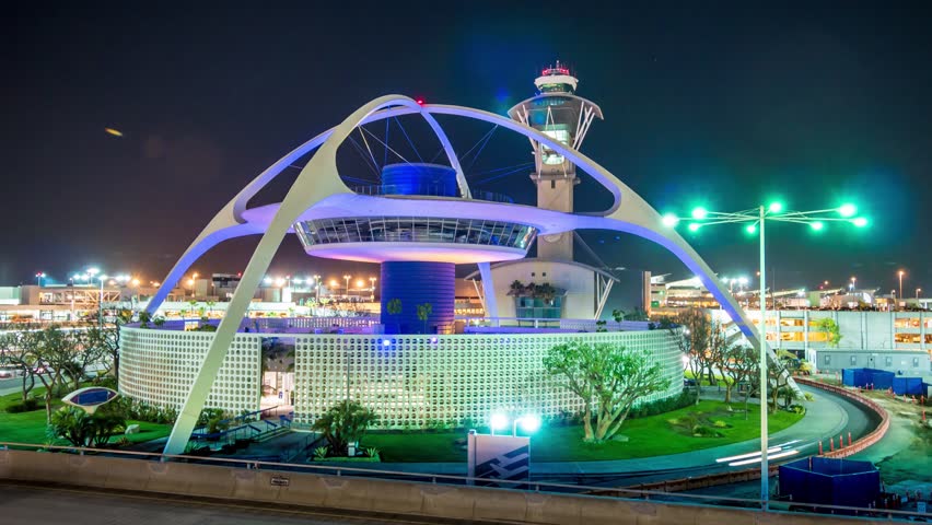 4K. Air Traffic Of Jet Planes Landing In Los Angeles LAX Airport At ...