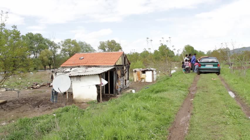 Serbia,Krusevac,May 12th 2014.Poor Gypsy Family,males And Children ...