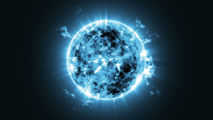 4k Seamless Looping Animation Of A Big Blue Sun Star In Space. Full ...