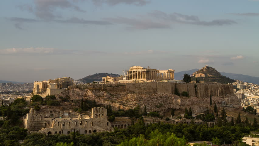 Acropolis Parthenon In Athens Greece Aerial Footage Panoramic View ...