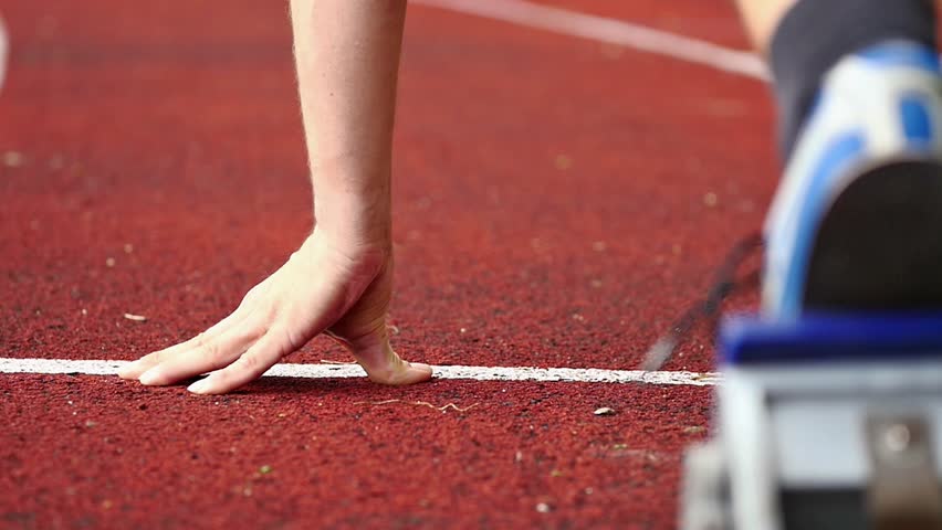 Sprint Start In Track And Field In Slow Motion Stock Footage Video ...