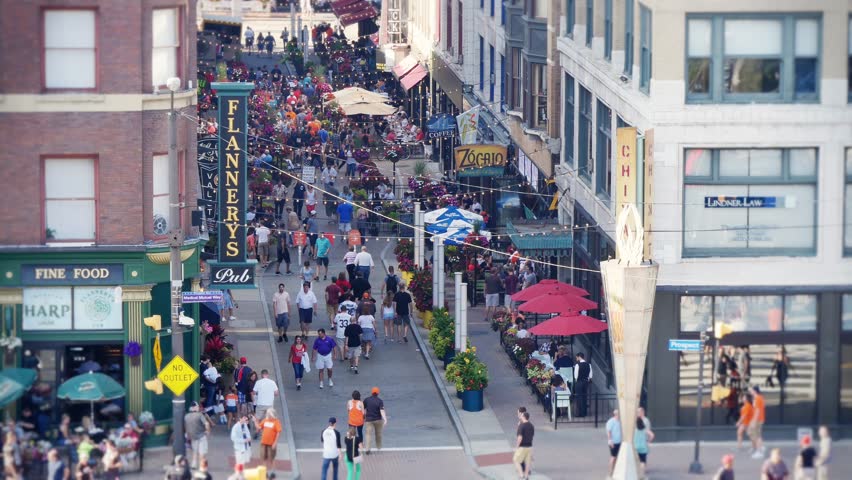 CLEVELAND, OH - Circa August, 2014 - An Establishing Shot Of The Busy ...