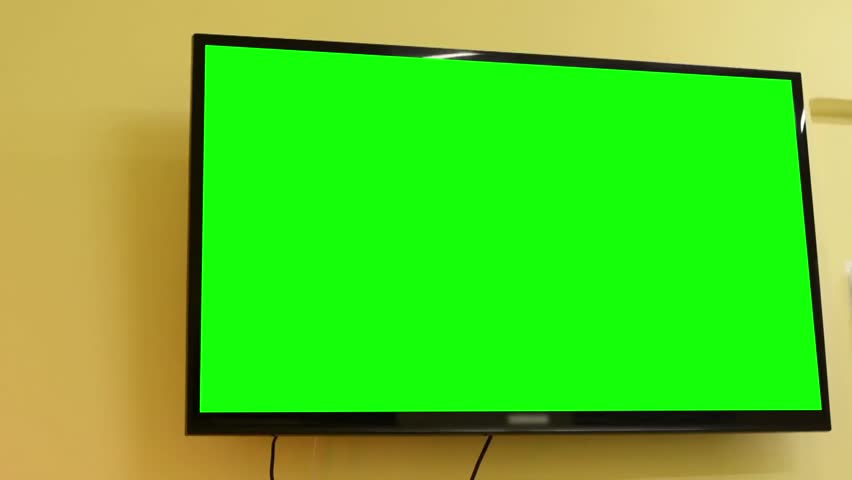 Widescreen HDTV With Green Screen Isolated On A White Background Stock ...