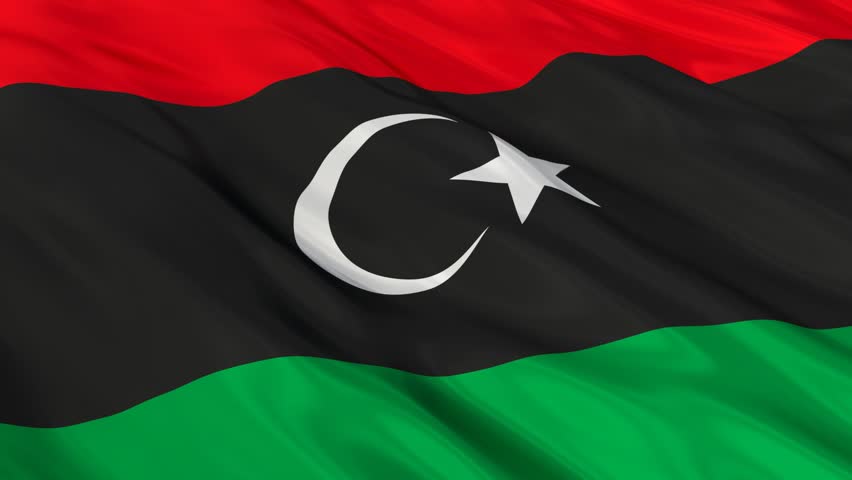 Flag Of Libya Waving In The Wind. Seamless Looping. 3d Generated. Stock ...