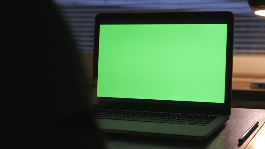 Man Watching (Green Screen) Laptop In Home Office. Stock Footage Video ...