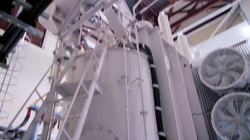 Power Transformer Inside An Electrical Substation Building Stock ...