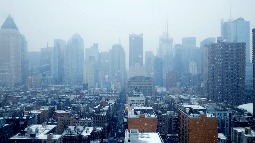 Snow Storm In The City. Winter Weather Background. Snowfall Season. Nyc ...