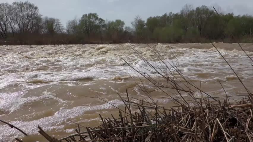 River In Flash Flood, Flooding By Rain, Storm, Dam, Barrage Flooded ...