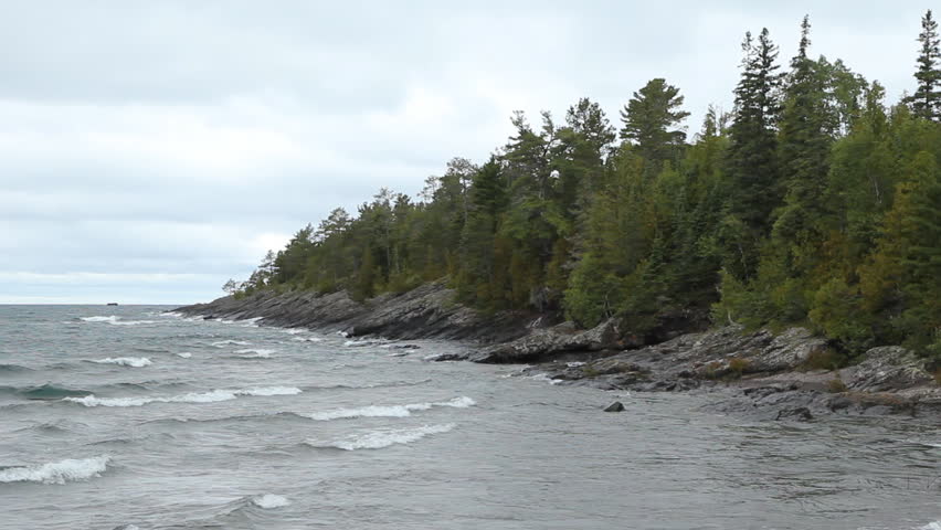 Lake Superior Shoreline. North Shore Of Lake Superior. Ontario, Canada ...