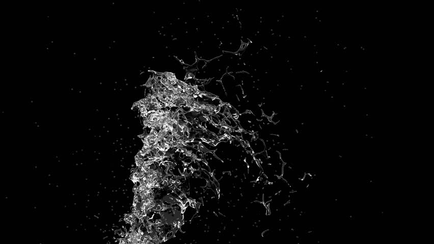 Slow Motion Big Water Splash Fountain On White Background With Alpha ...