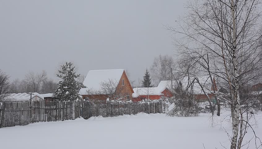 RUSSIA - 2011: Contry Cottage In A Snow-covered Empty Village Stock ...