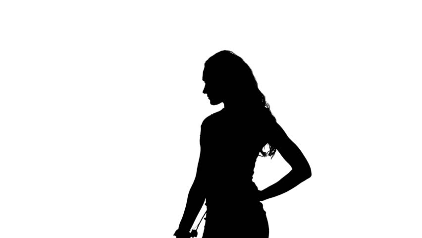 Stylish Sexy Silhouette Beautiful Woman Smelling A Flower Rose On ...